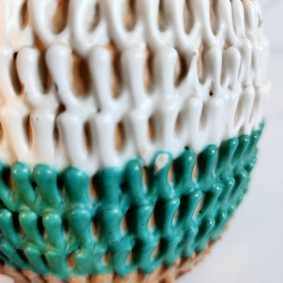 Beautiful Mid-Century Modern Wrapped Textured Multicolor Pottery Vase Italy 8.5" - Picture 4 of 10